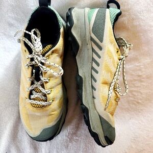 Merrell Grey and Yellow Women's Trail Running Shoes EUC